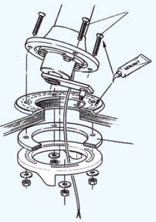 Schemat montażu pierścienia ograniczającego zakres ruchu steru.